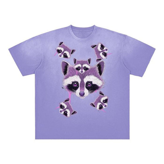 Racoon Pastel Slime Drip Grunge Punk Cottage Core Woodland Cute Anime Horror Reflection Lavender Purple Lilac Boyfriend Fit Vintage Washed S