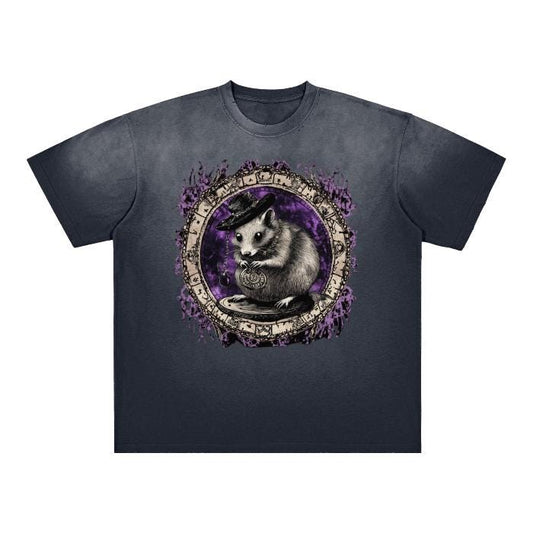 Velveteen Opossum Purple Psychic Storm Witchycore Critter Grunge Punk Pastel Goth Cottagecore Goblincore Boyfriend Fit Vintage Washed Should