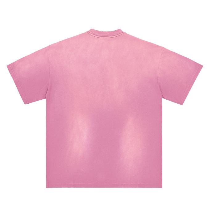 Pink Pastel Goth Anime Bat Wing Full Moon Witch Goddess Goth Monkey Washed Distressed Boyfriend Fit Drop Shoulder Crew Neck T-Shirt - 270 GS