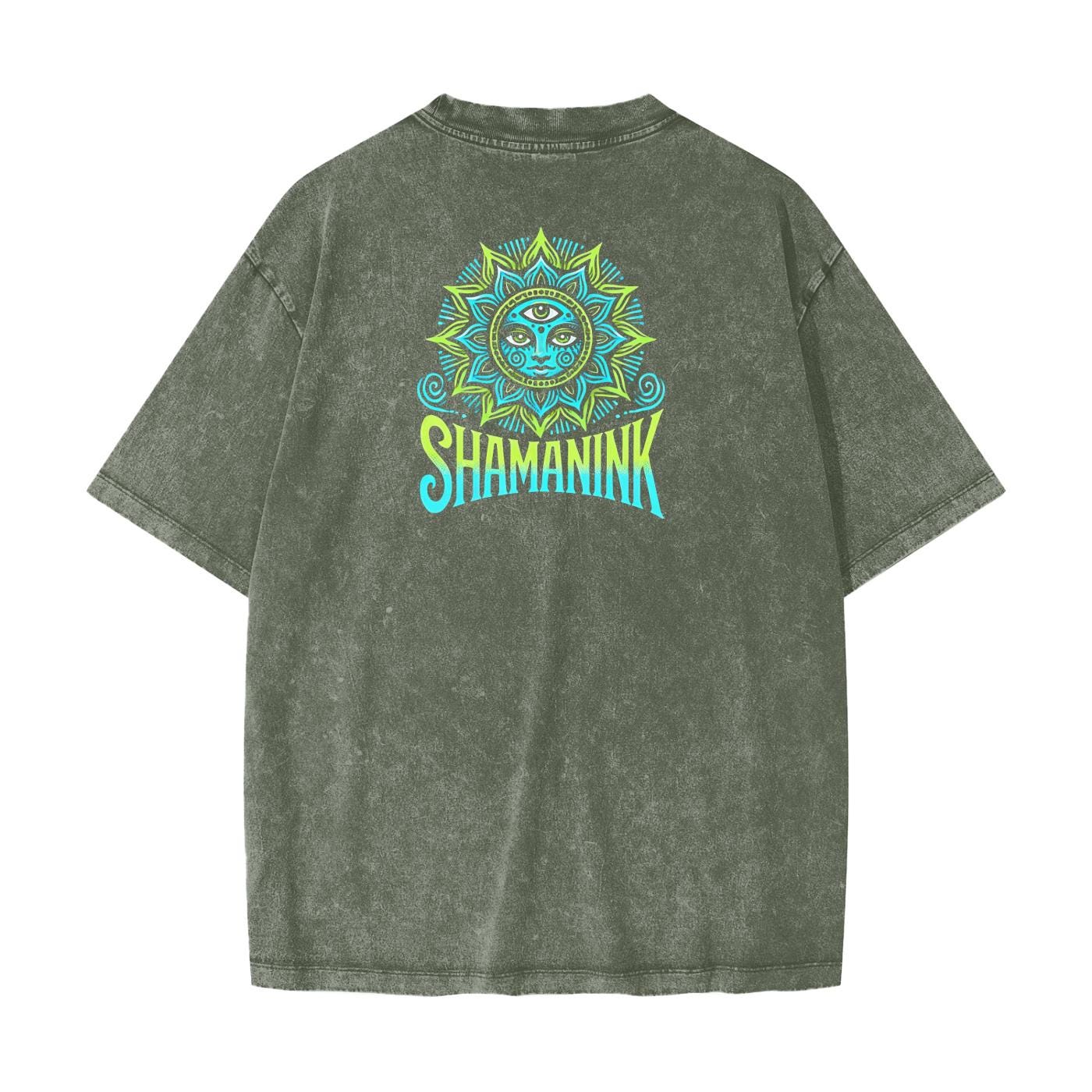 Beach Grunge Wash Sun Crown Pleiadean Psy Alien Figural Contrast Touchdown Streetwear American Vintage Waxed Dyed Washed  Heavyweight 100% C