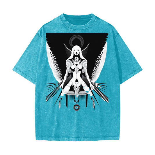 Agartha Celestial Figural Contrast Touchdown Psy Festival Beach Grunge Wash Streetwear American Vintage Waxed Dyed Washed  Heavyweight 100%