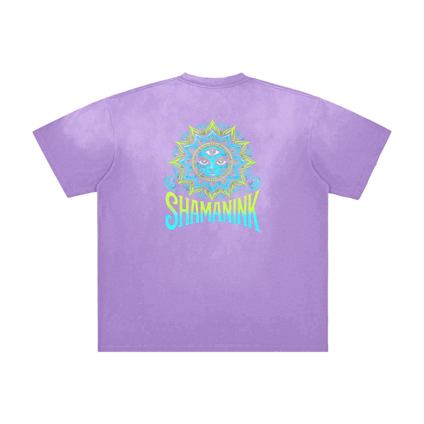 Kah Sun Ray Crown Figural Contrast Grunge Violet Psy Festival Wash Vintage Washed Frayed T-Shirt