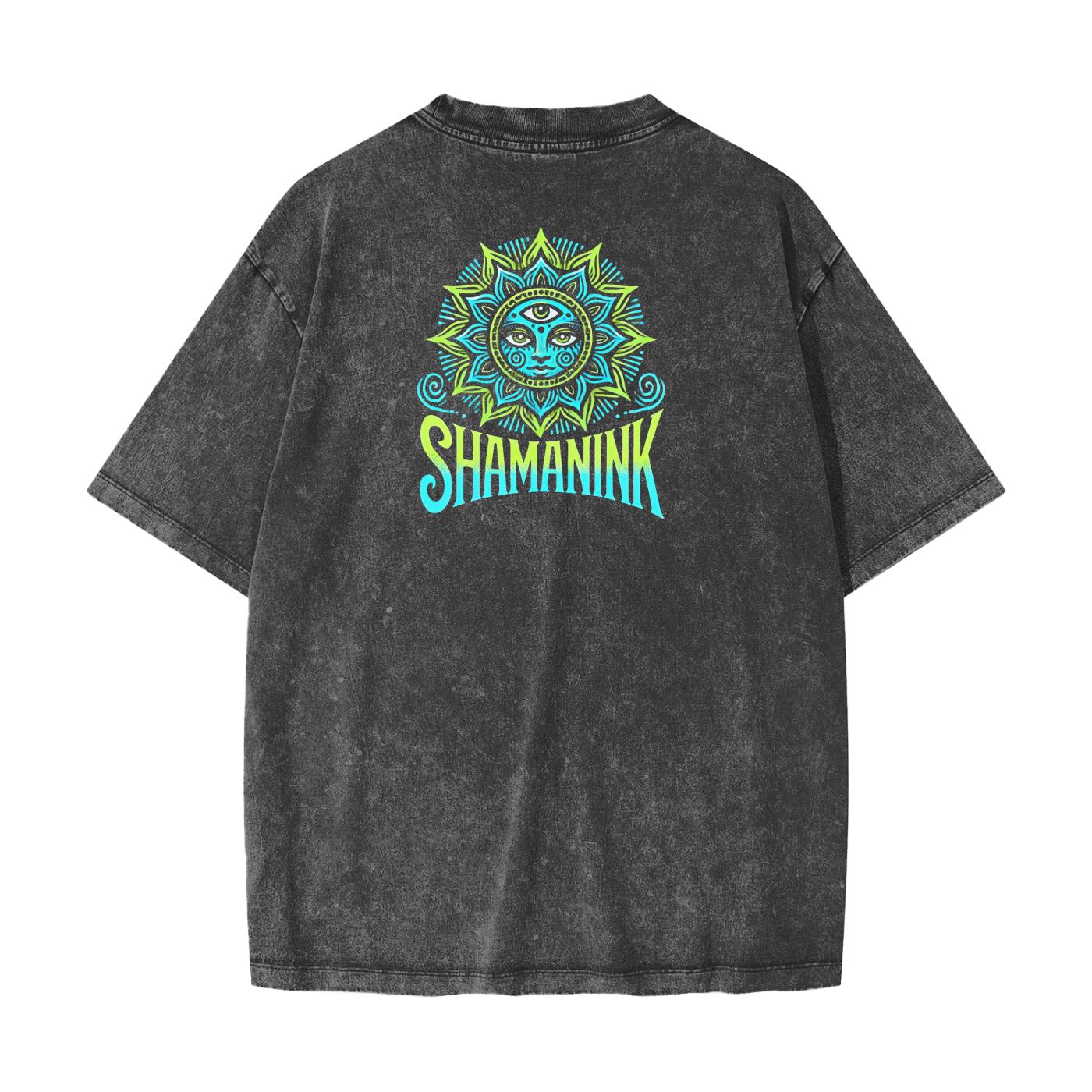 Beach Grunge Wash Sun Crown Pleiadean Psy Alien Figural Contrast Touchdown Streetwear American Vintage Waxed Dyed Washed  Heavyweight 100% C