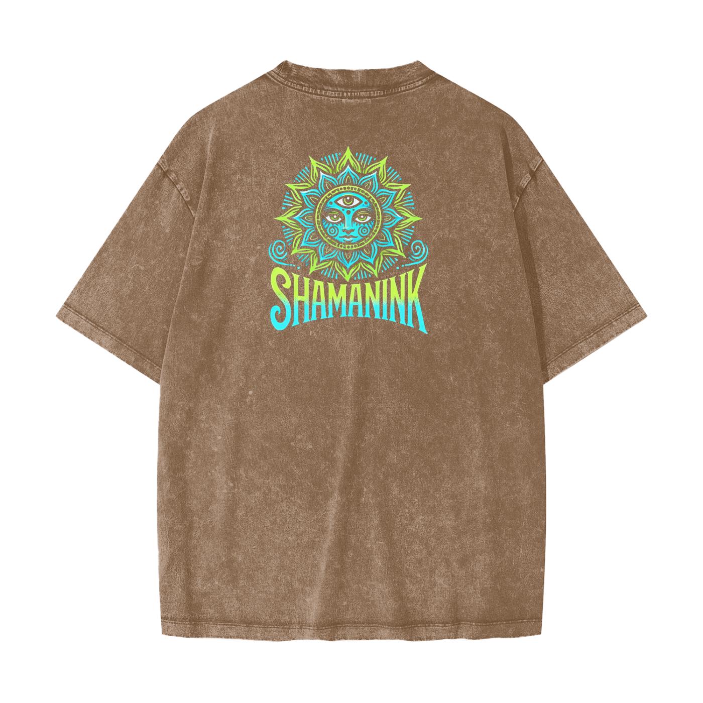 Beach Grunge Wash Sun Crown Pleiadean Psy Alien Figural Contrast Touchdown Streetwear American Vintage Waxed Dyed Washed  Heavyweight 100% C