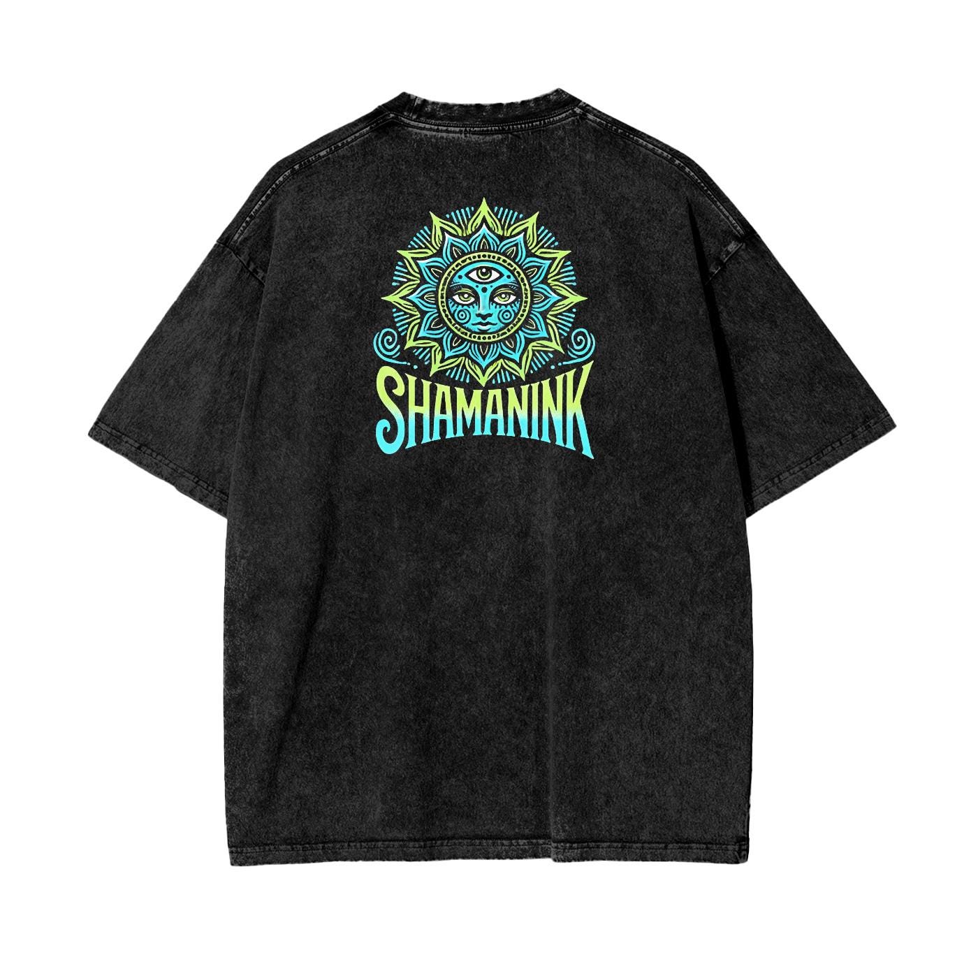 Neon Drip Psychedelic Dimensional Lumerian Atlantis Doorway Festival Psy Acid Wash Oversize T-Shirt -