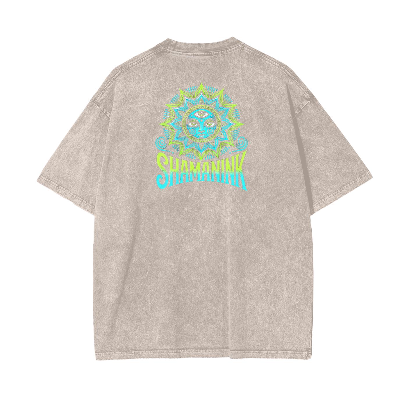 Neon Drip Psychedelic Dimensional Lumerian Atlantis Doorway Festival Psy Acid Wash Oversize T-Shirt -
