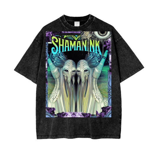 Alien Wire Universe Reflective Looking Glass Shamanink Oversize Snow Washed T-Shirt