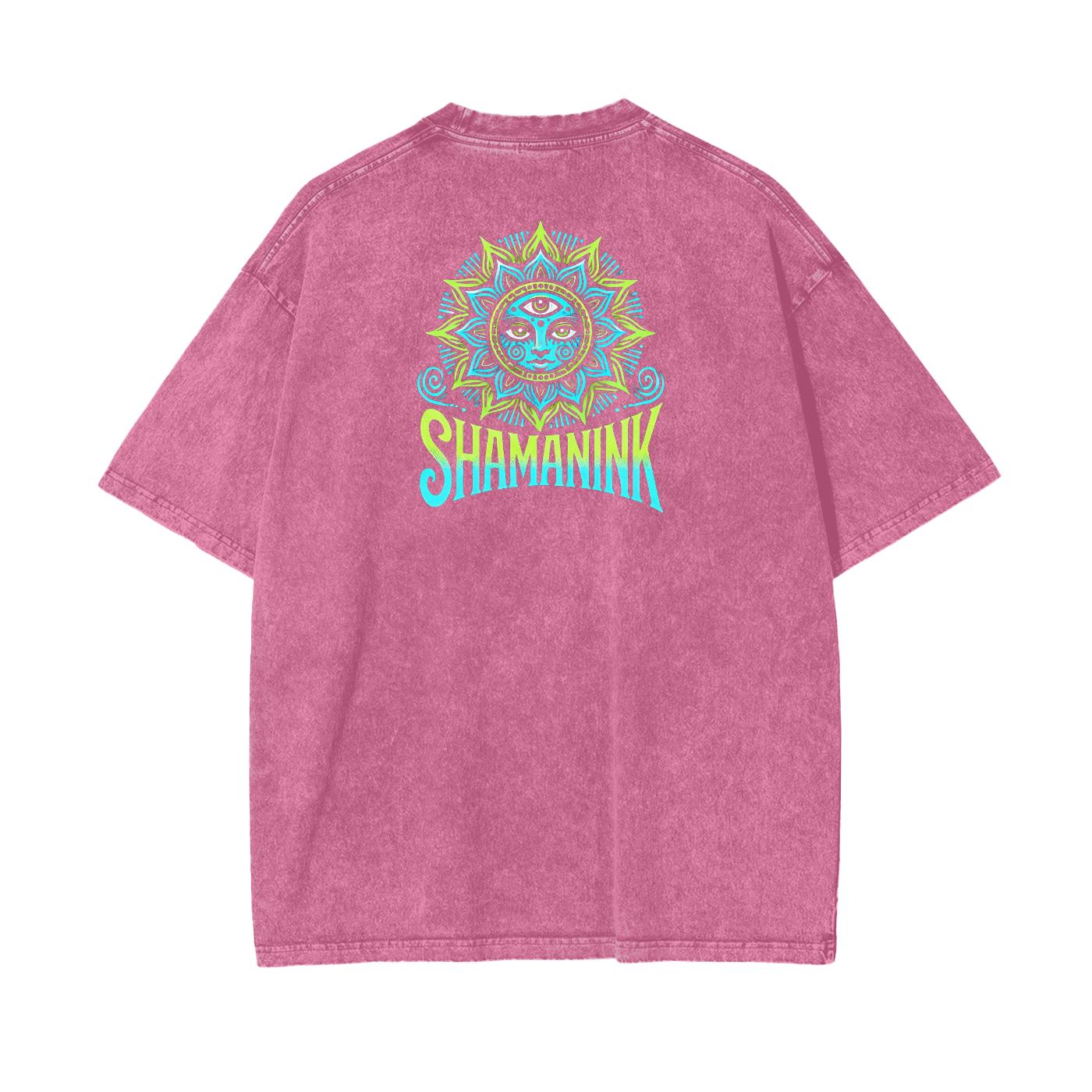Neon Drip Psychedelic Dimensional Lumerian Atlantis Doorway Festival Psy Acid Wash Oversize T-Shirt -