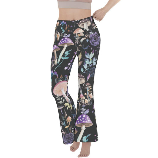 Black Rose Cottagecore Goth Foliage Drip All-Over All-over print  Women's Flare Yoga Pants