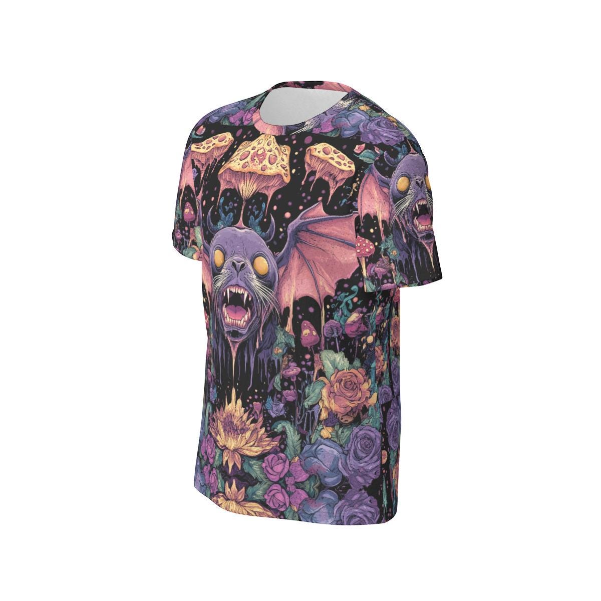 Seal Bat Lotus Goth Purple Twilight Psy Woods Festival Mushroom Psy Drip Men's Shirt Cotton