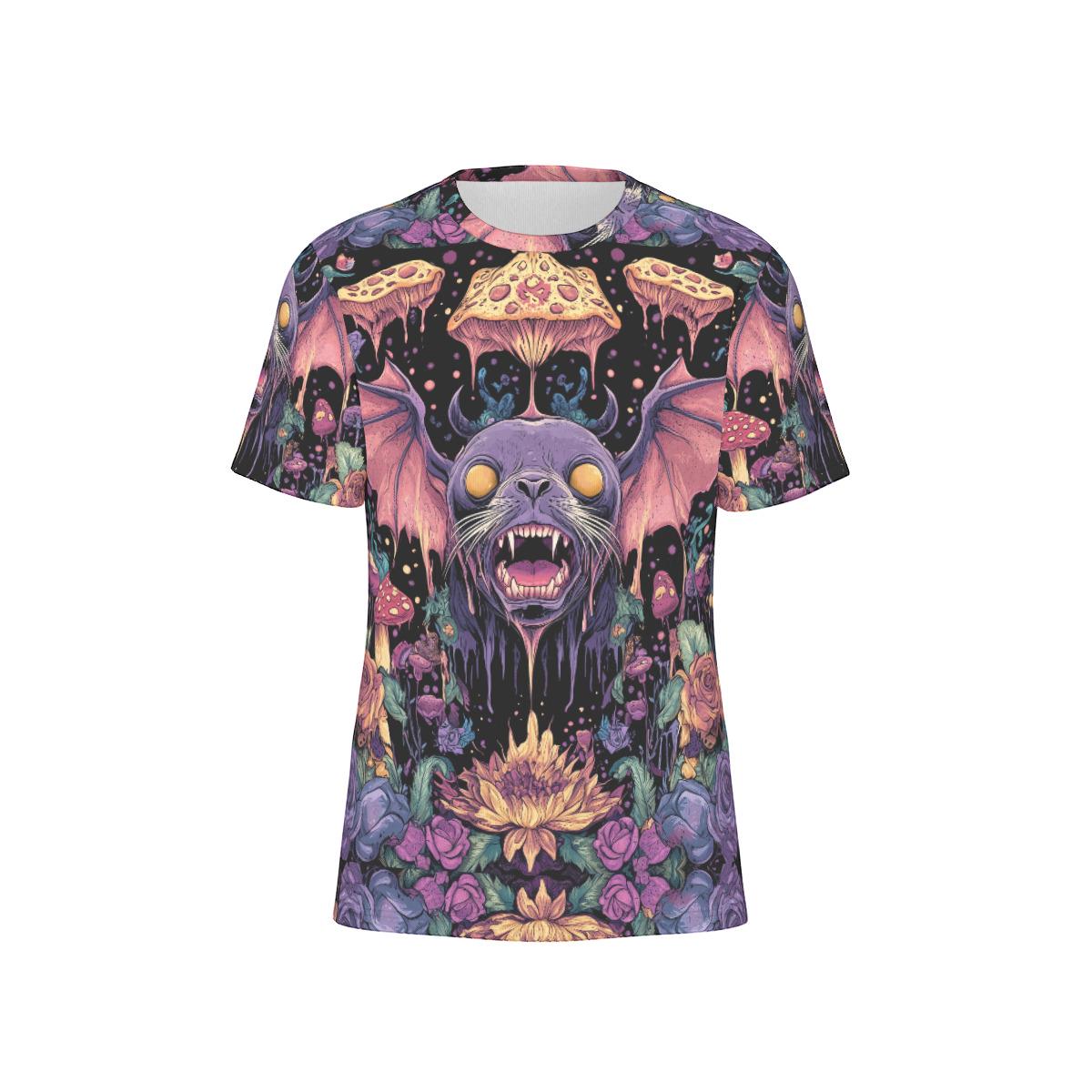 Seal Bat Lotus Goth Purple Twilight Psy Woods Festival Mushroom Psy Drip Men's Shirt Cotton