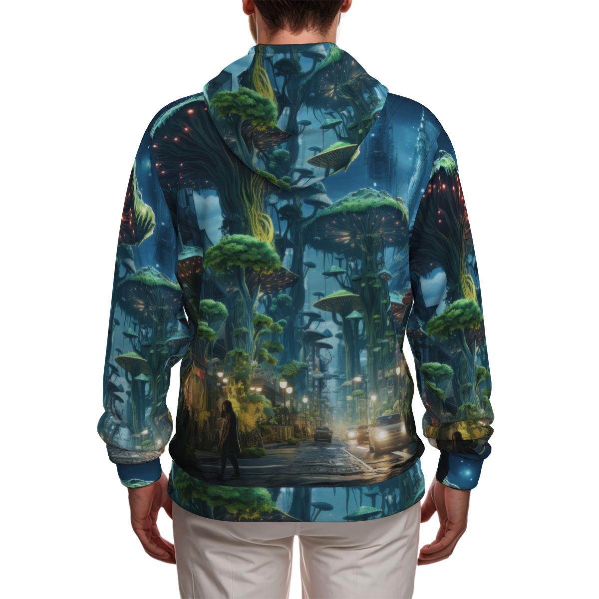 Green Mushroom Moss Future City Psychedelia Festival EDM Psy Zip Hoodie