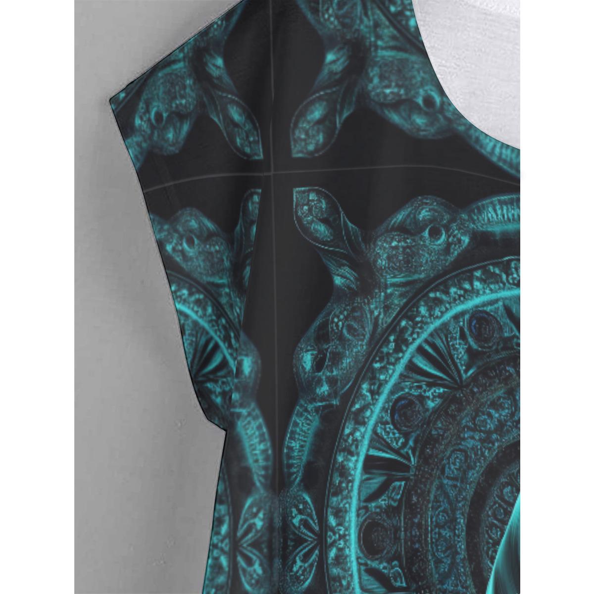 Green Heart Chakra Seal Psy Aztec Psy Festival All-Over Print Women's Curved Hem T-shirt (Plus Size)