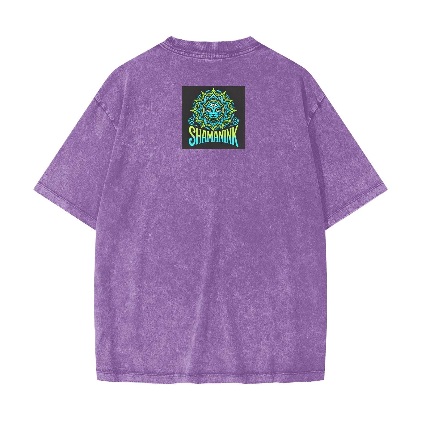 Anime Neon Jellyfish Laava Lamp Yokai Woman Rave Liquid Drip Streetwear American Vintage Waxed Dyed Washed  Heavyweight 100% Cotton T-Shirt