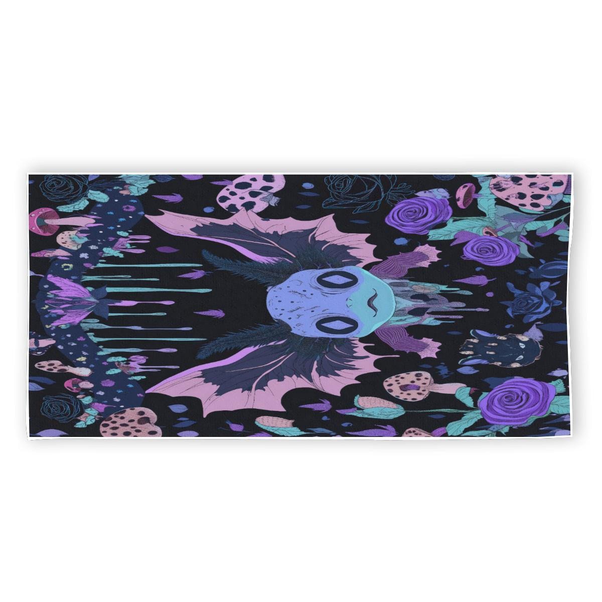 Axolotl Mushroom Pastel Goth Rave High Contrast Purple Goth Drip Festival Rave Rectangular Beach Towel