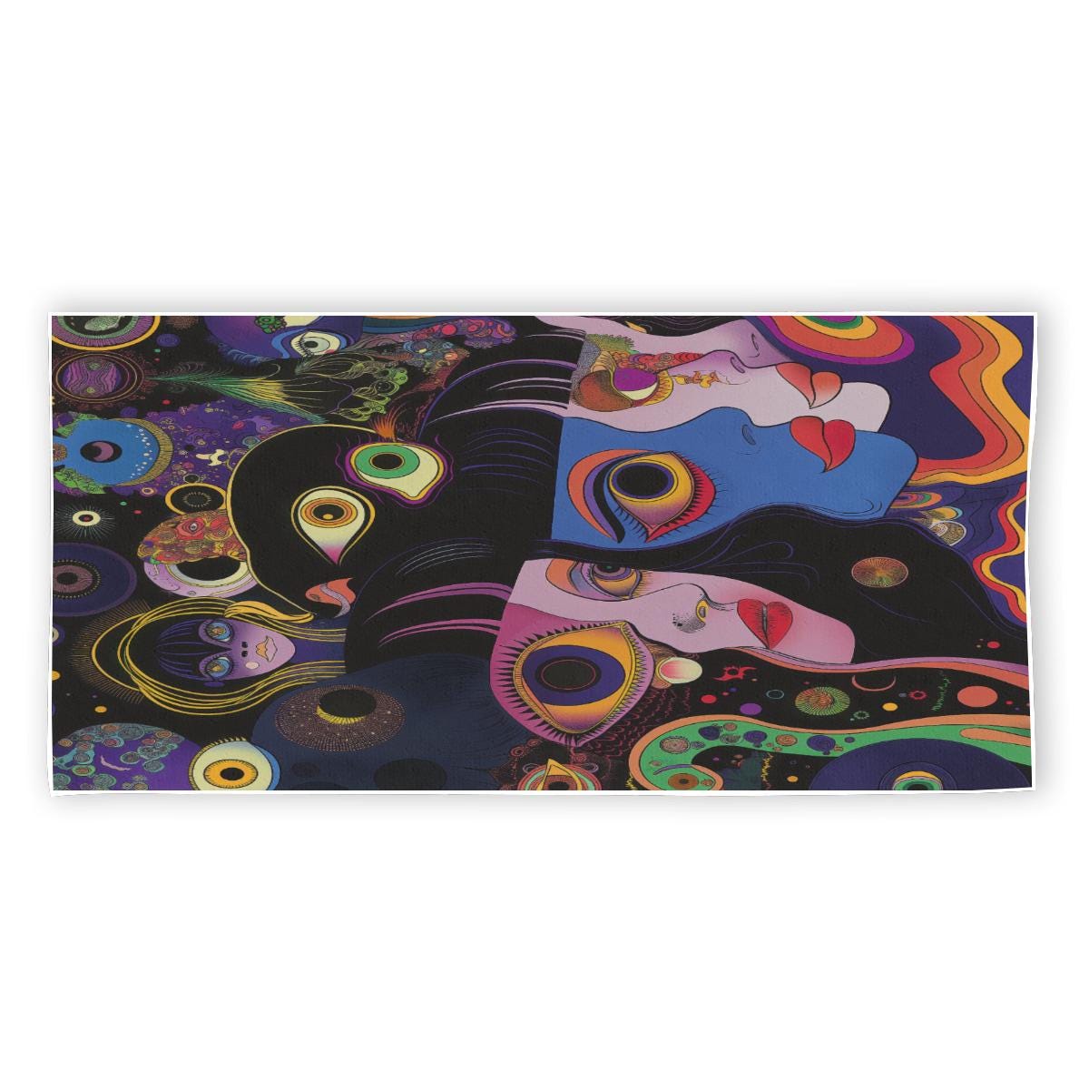 Psychedelic Retro Galactic Wormhole Lady Festival Psy Alt Rectangular Beach Towel