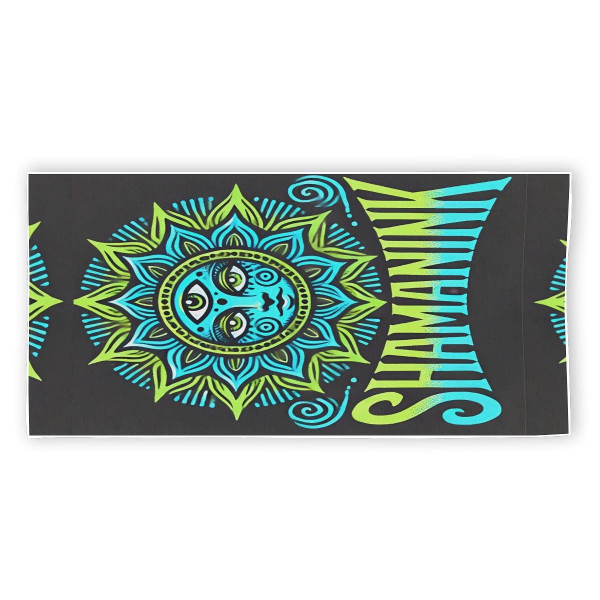 ShamanInk Threads Sun Green Blue Logo Rectangular Beach Towel