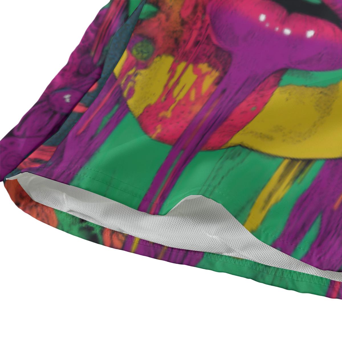 Neon Rave Paint Lime Floral Drip Psy EDM Festival Wear All-Over Print Men‘s Beach Shorts With Lining