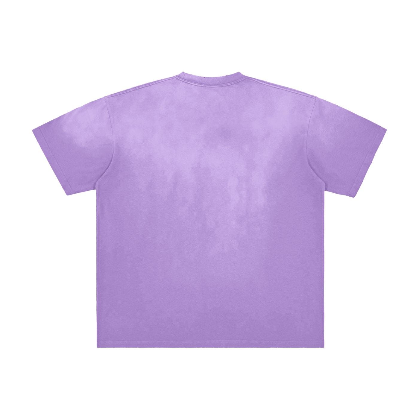 Feral AF Moo Deng Purple Pink Flames Storm Graphic Tee Kawaii Chibi Vintage Washed Frayed T-Shirt