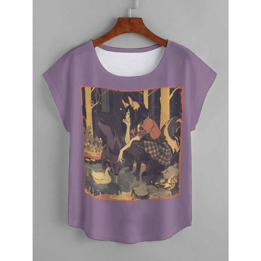 Fox Girl Anime TShirt  Cottagecore Forest Creatures Graphic Tee