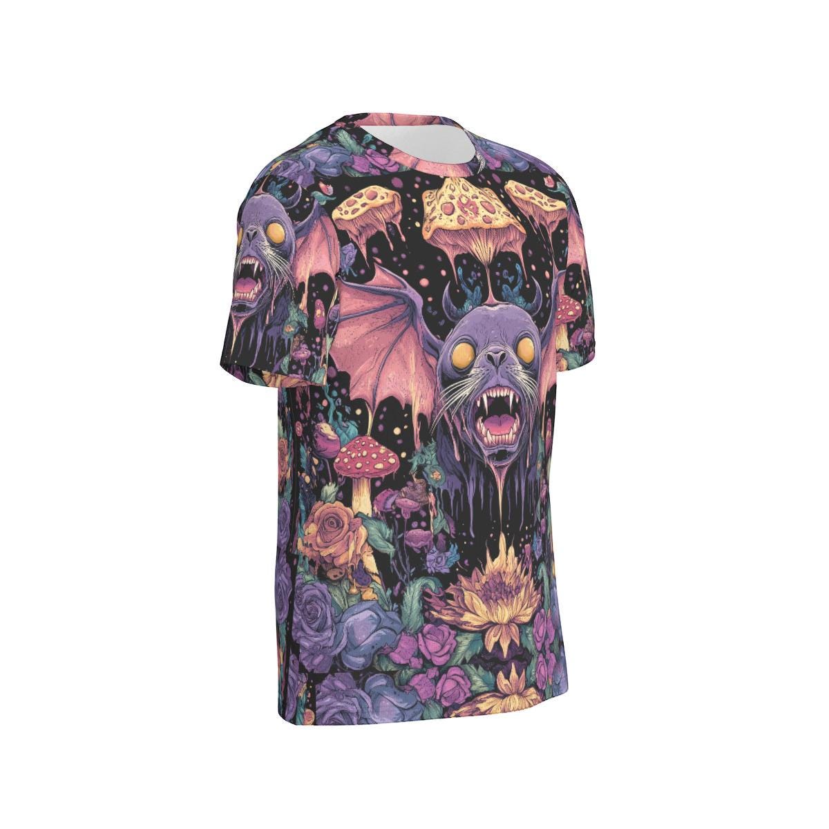 Seal Bat Lotus Goth Purple Twilight Psy Woods Festival Mushroom Psy Drip Men's Shirt Cotton