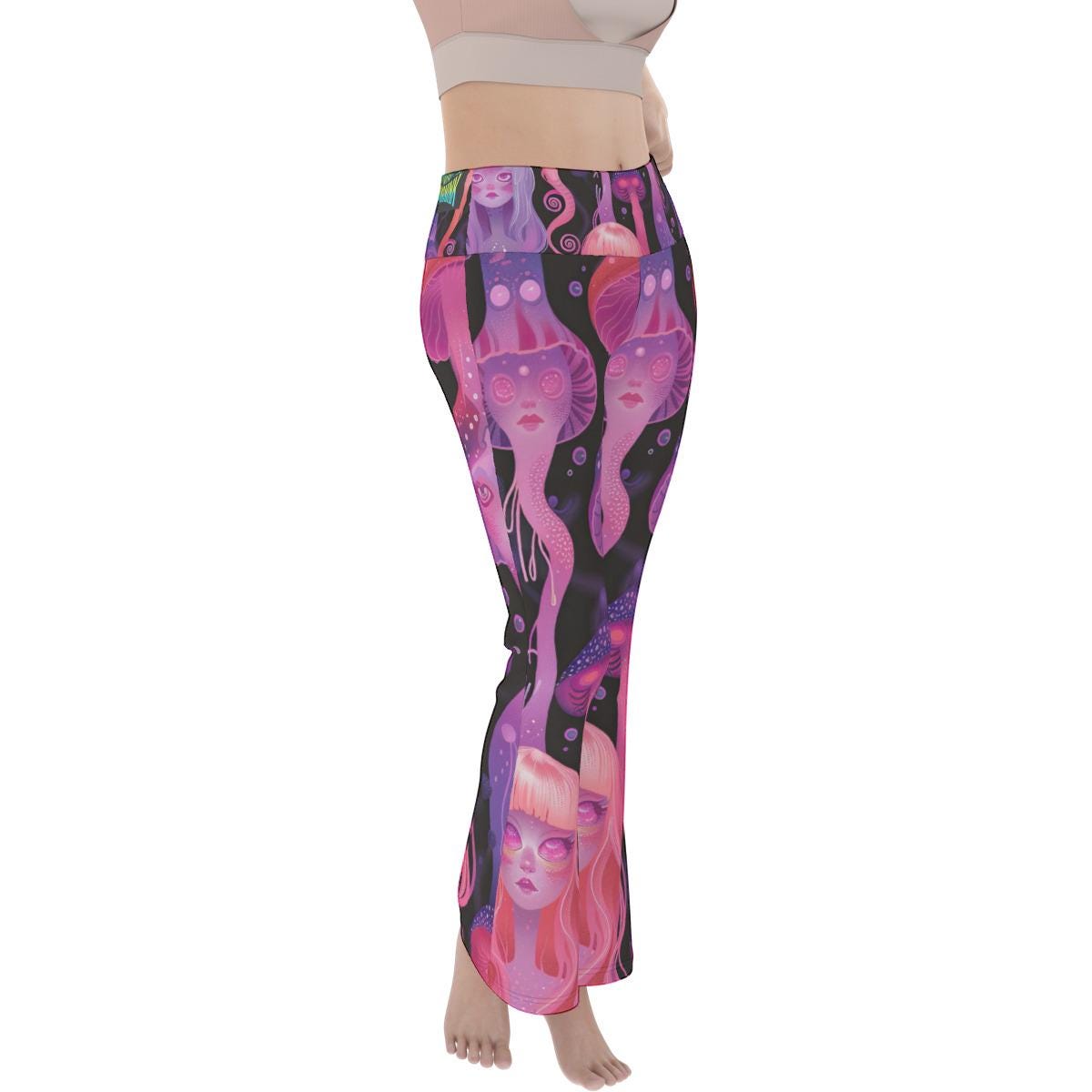 Jellyfish Rave Neon Anime Laavalamp Pastel Lavender Lilac Pink Drip Festival Psy Flare Leggings
