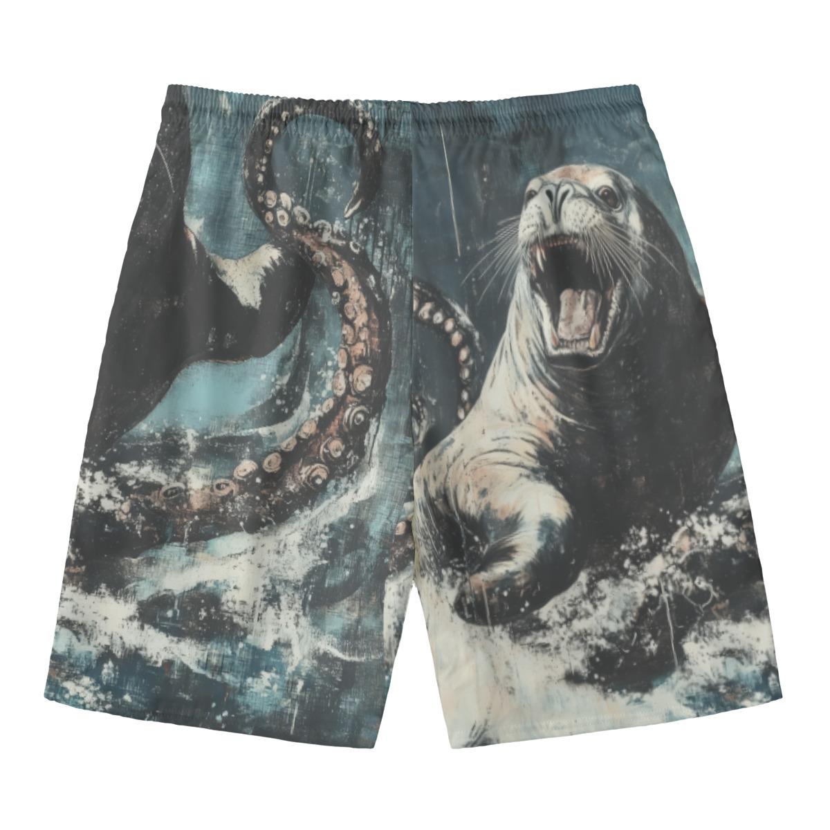 All-Over Print Men‘s Beach Shorts With Lining