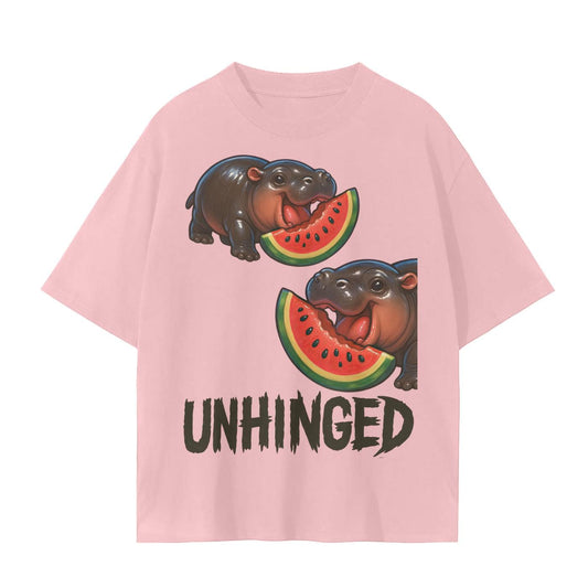 Moo Deng Baby Hippo TShirt  Unhinged Watermelon Graphic Unisex Cotton Tee