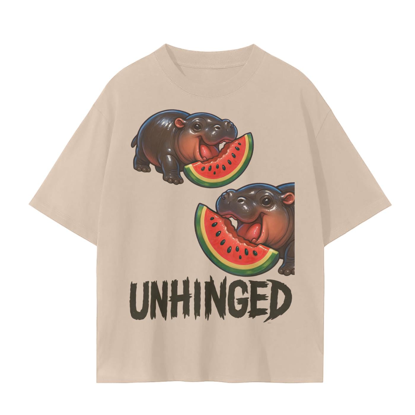 Moo Deng Baby Hippo TShirt  Unhinged Watermelon Graphic Unisex Cotton Tee