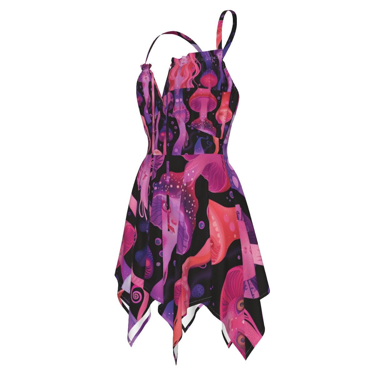 Jellyfish Pastel Laava lamp Anime Drip Neon Glow Purple Pink Pastel Rave Yokai Goddess fairy strappy All-Over Print Women's Slip Dress