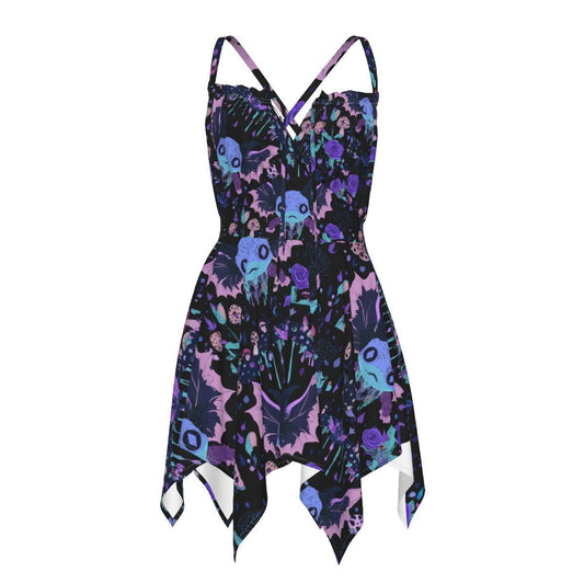 Dark Axolotl Mushroom Rose Drip PastelCore Goth CottageCore All-Over Print Women's Fairy Rave Festival Tank Slip Dress