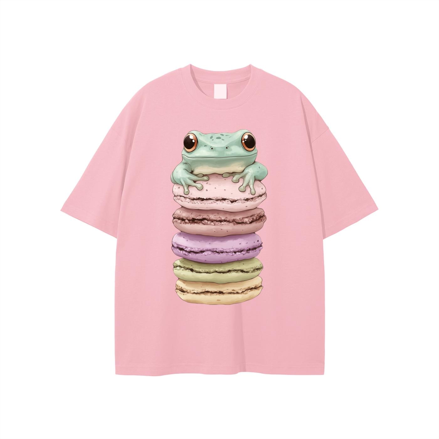 Happy Macaroon Rain Frog Unisex Pastelcore Beach T-shirt
