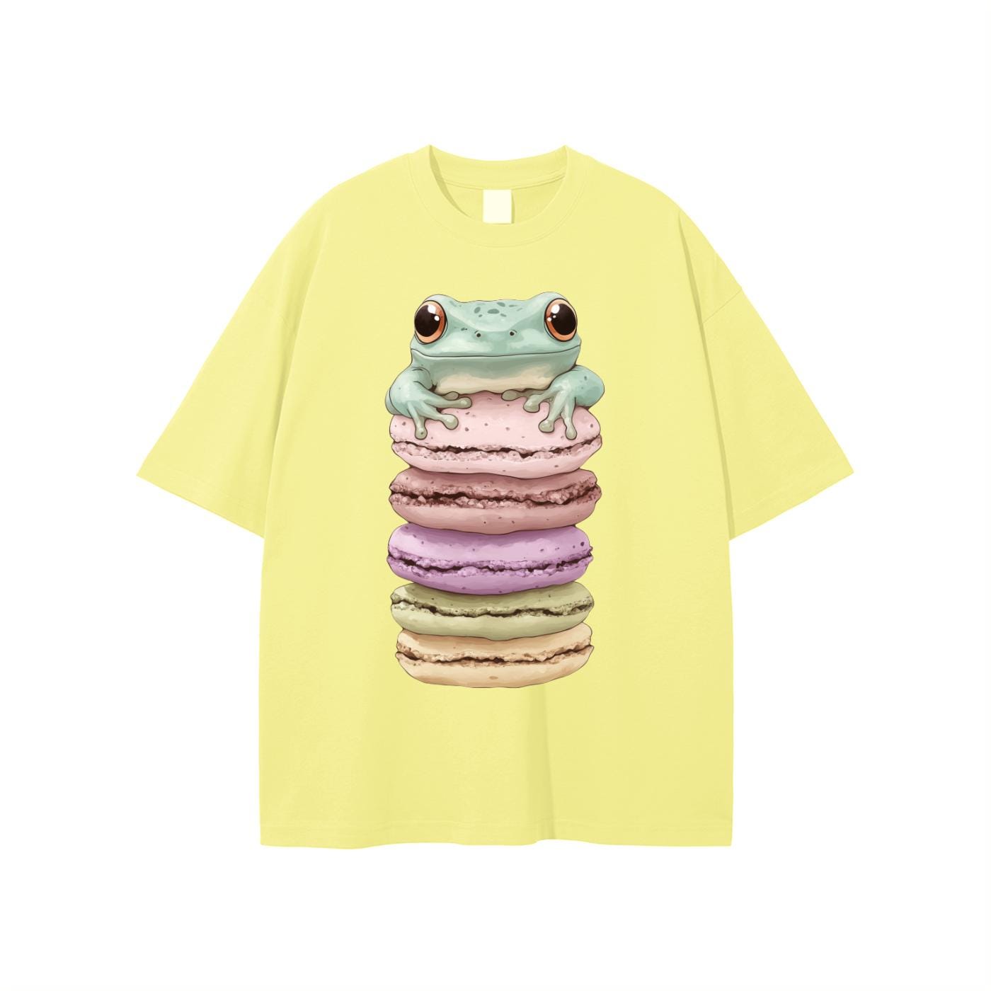 Happy Macaroon Rain Frog Unisex Pastelcore Beach T-shirt