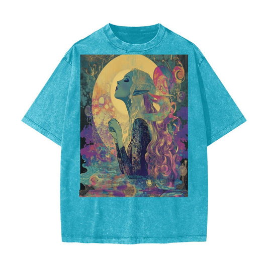 Pastel Glow Moonlit Fairy Nymph Grunge T-Shirt | Heavyweight Snow-Washed Tee