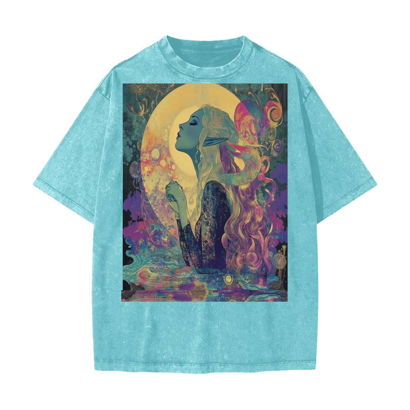 Pastel Glow Moonlit Fairy Nymph Grunge T-Shirt | Heavyweight Snow-Washed Tee