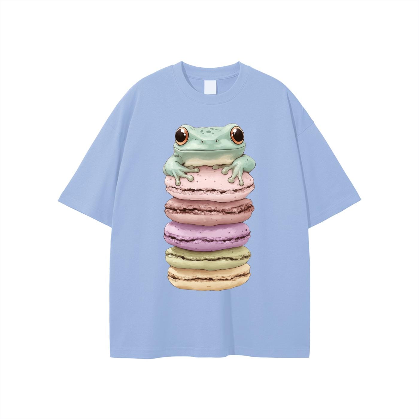 Happy Macaroon Rain Frog Unisex Pastelcore Beach T-shirt