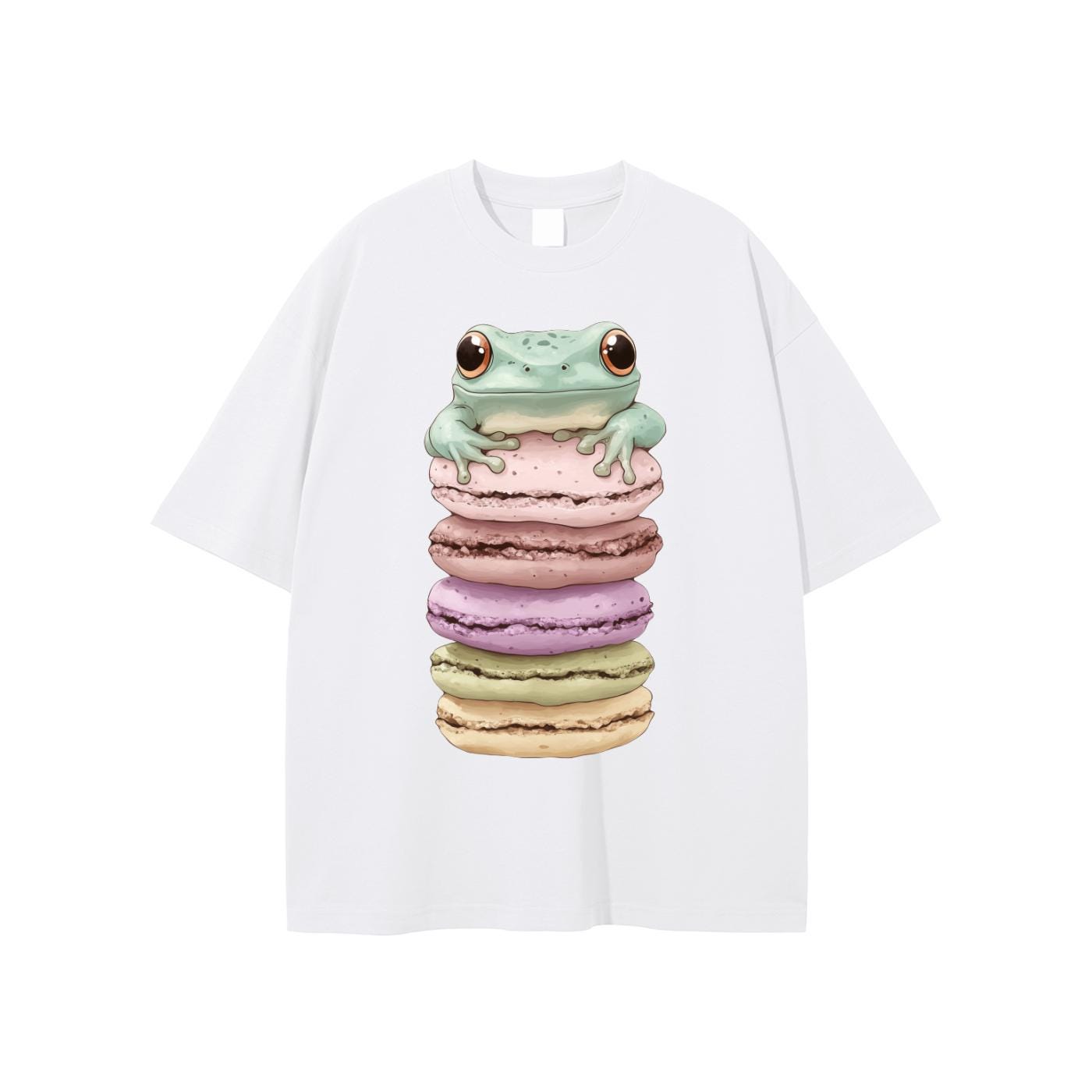 Happy Macaroon Rain Frog Unisex Pastelcore Beach T-shirt