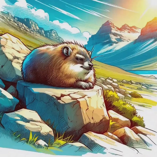Video of psychedelic hyrax art printing effect for anime festival t-shirt design.