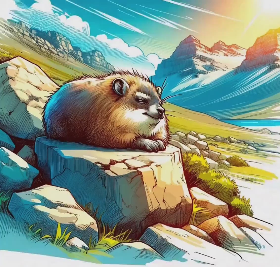 Video of psychedelic hyrax art printing effect for anime festival t-shirt design.
