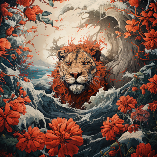 Lion Wave Flower Unisex Tee