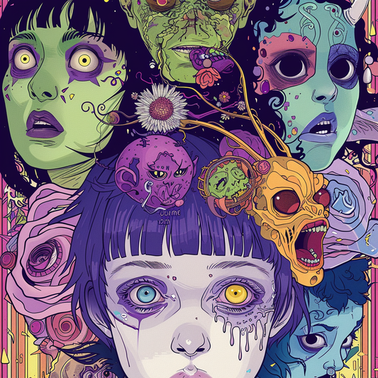 Horror Color Pop Skulls Fractal Drip Anime Unisex Tee