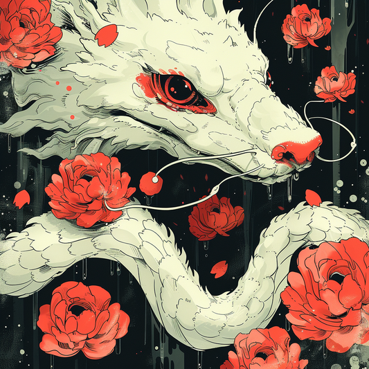 Floral Wolf Japan Unisex Tee