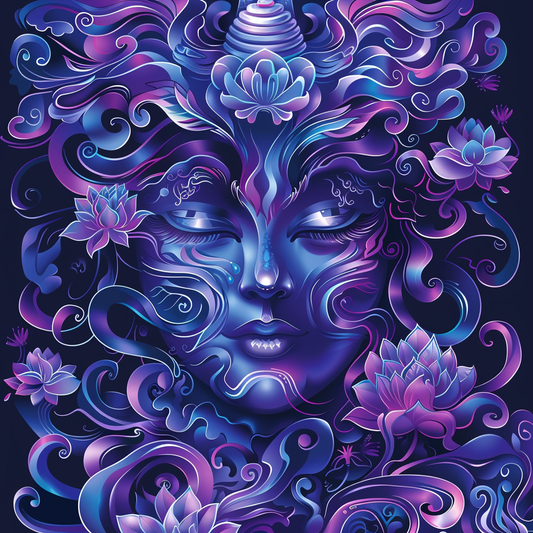 Purple Fractal Woods Wicca Face Fairy Shaman Woman Goddess Unisex Tee