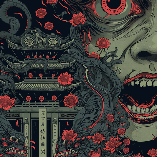Horror Face Floral Shrine Teeth Unisex Tee