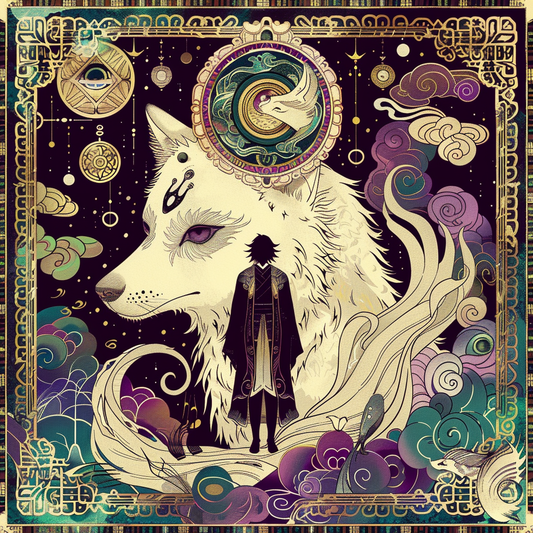 Purple Wolf Moon Bordered Man anime Swirl Unisex Tee