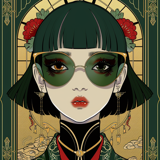 Green Steam Punk Avant Anime lady Unisex Tee