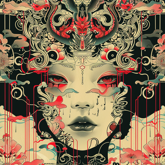 Sepia Tattoo Face Art Japan Unisex Tee