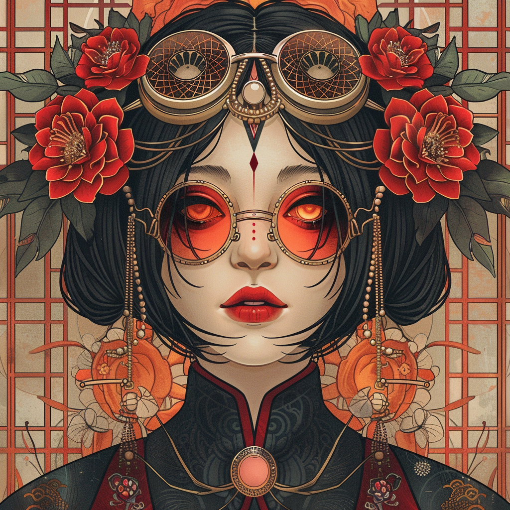 Sepia Rose Gold Steampunk Rose Lady Glasses Unisex Tee