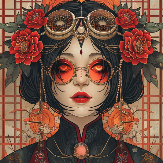 Sepia Rose Gold Steampunk Rose Lady Glasses Unisex Tee