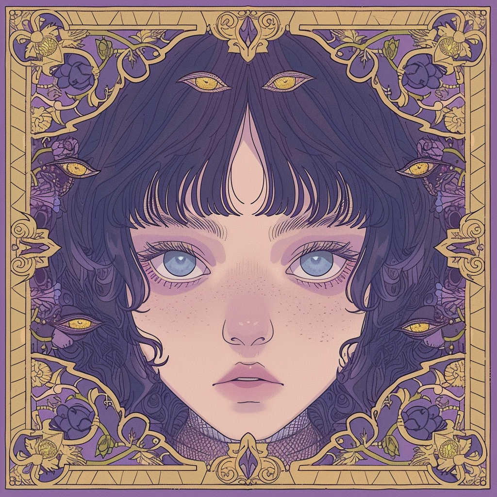 Bordered Grey Avant girl mute Purple Gold Anime Unisex Tee